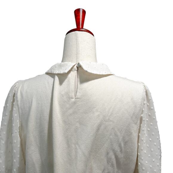 Adrianna‎ Papell XL Top with Sleeves Schoolboy Cream Dotted Sleeves Blouse (7) - Picture 6 of 12